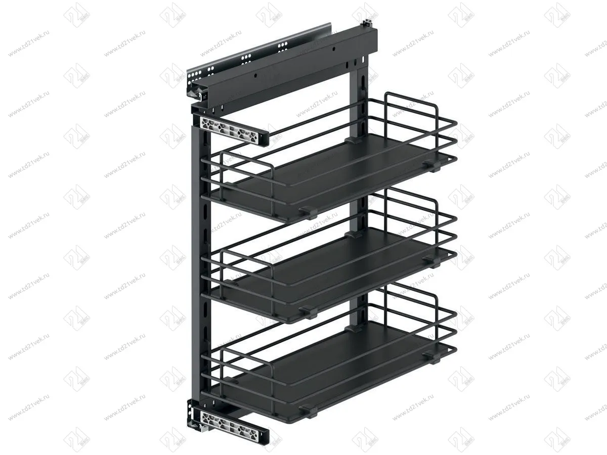 S-2245-A Бутылочница 300, Starax, 3-х ярусная, направляющие Blum Tandem, (255х470х635 мм), правая, антрацит 1