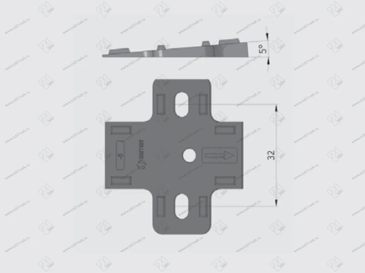 102111 Подкладка для петель STAR TRACK и STAR, дистанция 7.5 мм пластиковая, серая <250> 2