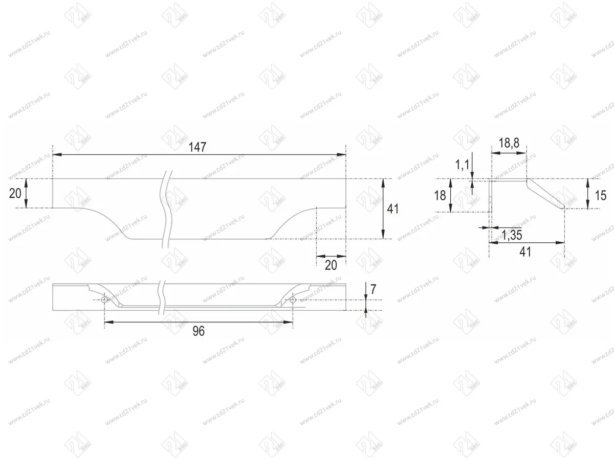 RT114BL.1/96/150 Ручка торцевая 96 мм матовый чёрный <40> 4