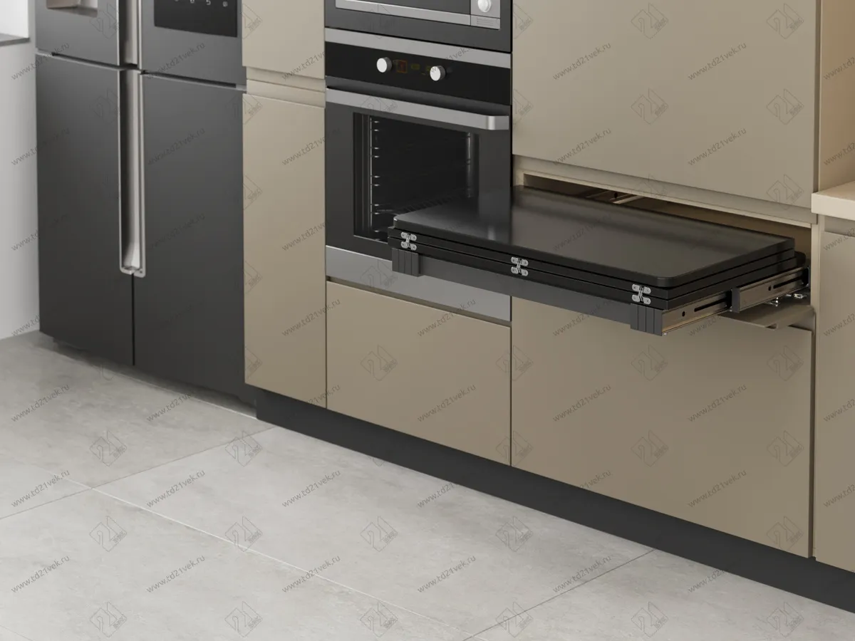 S-2145-A Механизм Starax для встраиваемой столешницы в три сложения с ножкой, шир.600 (564х510х125 мм), антрацит 3