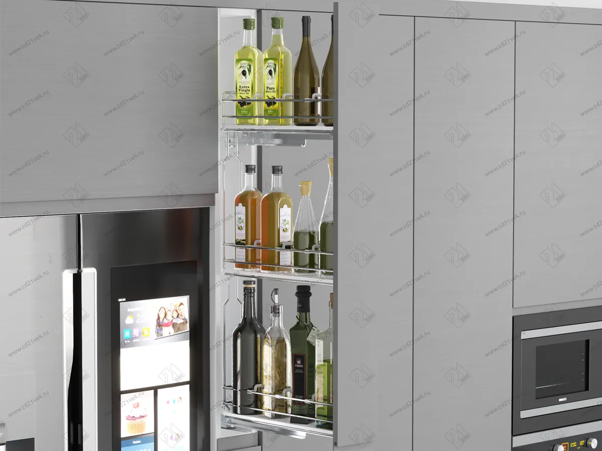 S-2916-C Выдвижения колонна в базу 150 мм, Starax, 3-х ярусная, (106х450х920 мм), правая 1