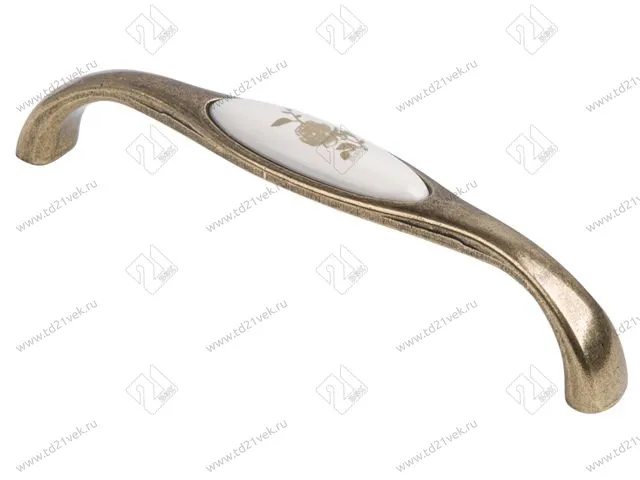 SF10-09-128 OAB Ручка-скоба с фарфором, 128 мм , оксидированная бронза 50/250 1