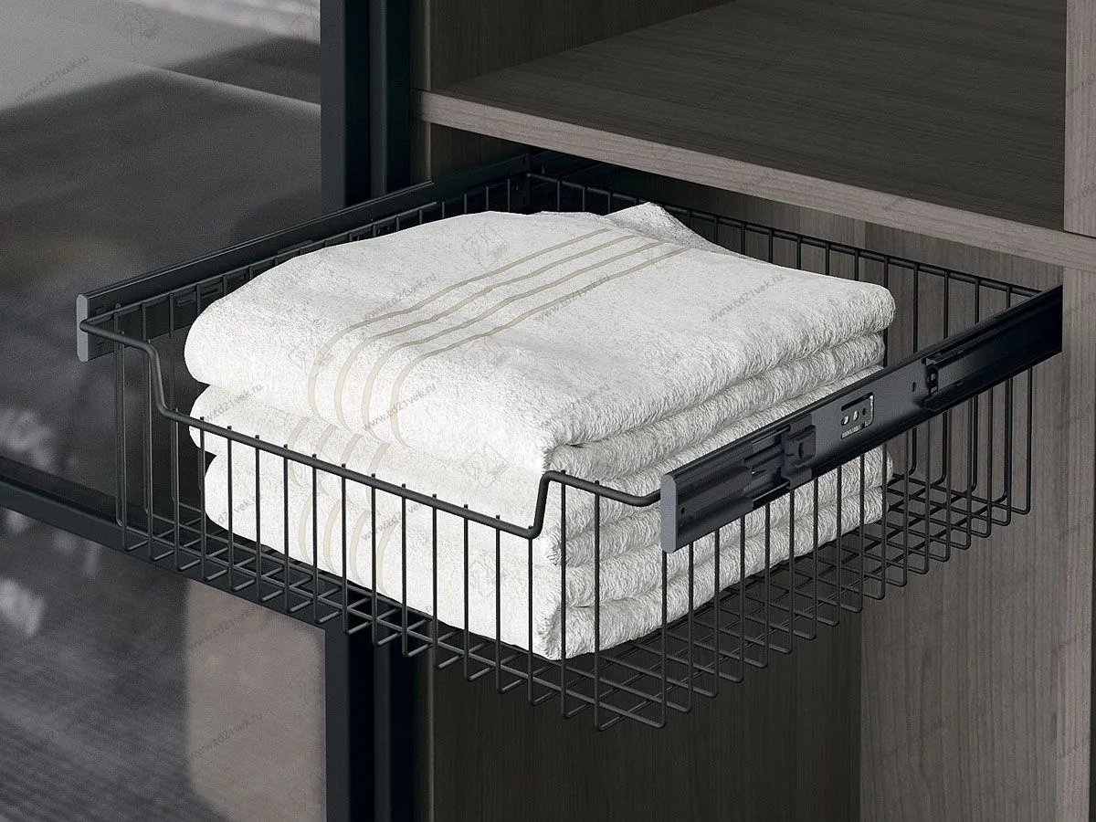 S-6355-A Выдвижная корзина Starax (средняя) с телескоп. напр. 600 мм. (555-575x465x180) антрацит <1> 1