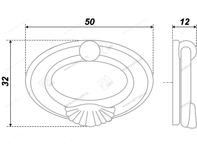 RC027AB.3 Ручка-кнопка C2720, старинная латунь <50/500> 2