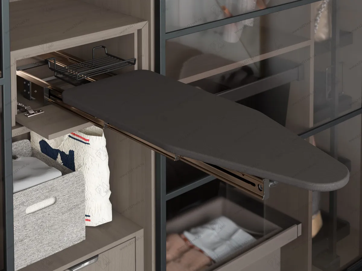 S-6616-A Выдвижная гладильная доска с фасадом в 400 базу, Starax, антрацит 1