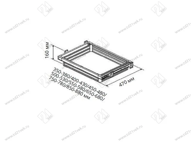 S-6221-A Корзина для одежды в базу 400 мм, (350-380х470х160 мм), антрацит 2