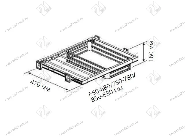 S-6241-G Корзина для одежды с брючницей в базу 700 мм, Starax, (650-680х470х160 мм) 2