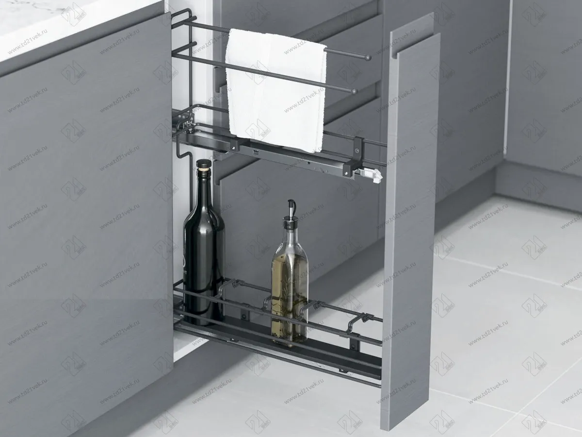 S-2642-A Бутылочница Starax Tandem Cristal, шир. 150 (106х475х640 мм), полного выдвижения, правая, антрацит <1> 1