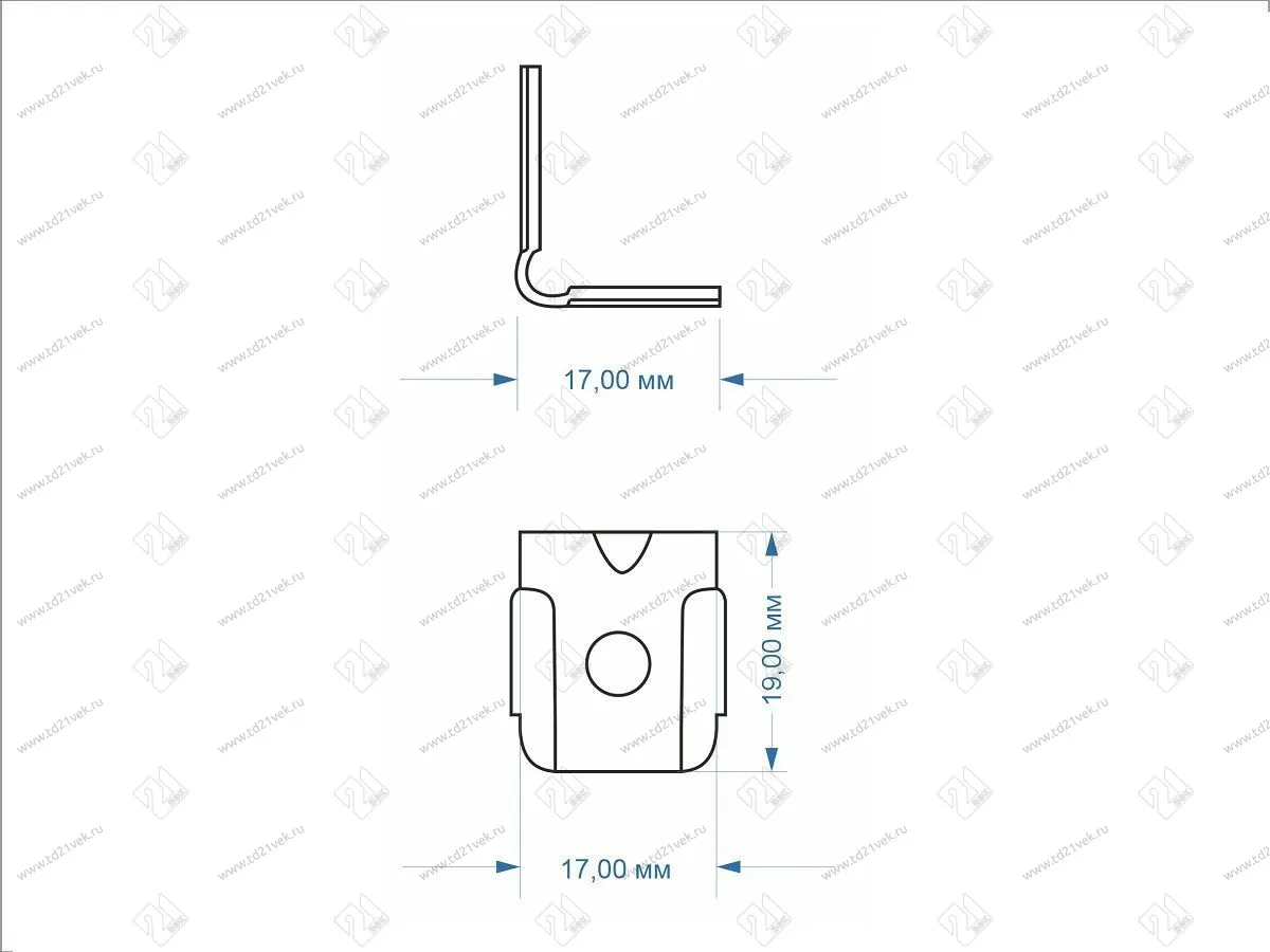 Уголок крепежный 21*21 мм с крышкой, 029.20 груша <250/2000> 3