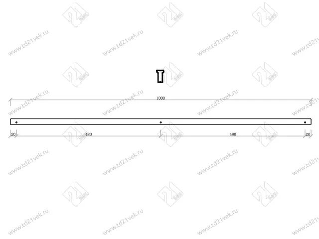 Профиль-ручка 960мм (L1000мм) хром, PRUTOK 2