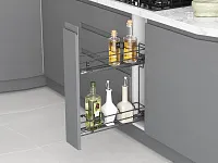 S-2414-08-A Бутылочница 150, Starax, 2-х ярусная, направляющие Blum Tandem, выдвижение 7/8, (106х475х495), левая, антрацит