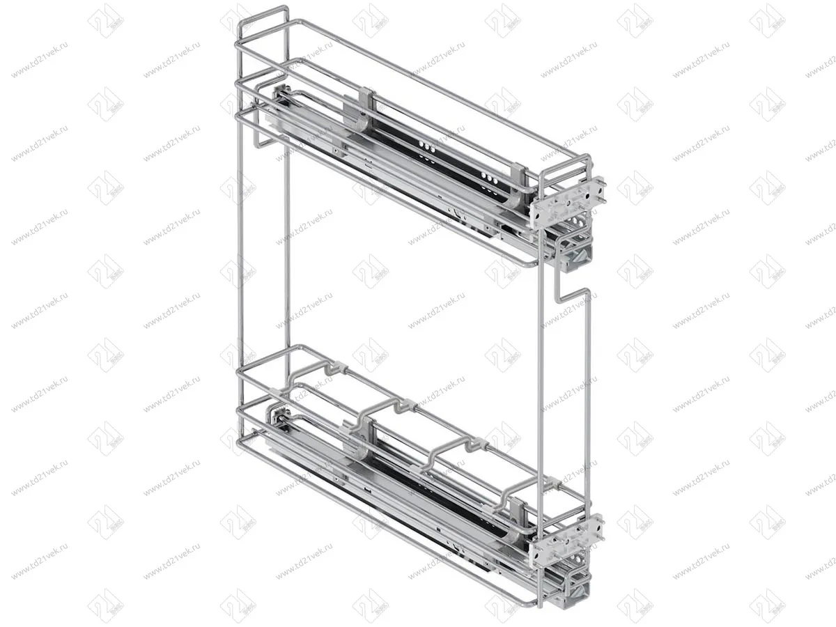S-2413-08-C Бутылочница 150, Starax, 2-х ярусная, направляющие Blum Tandem, выдвижение 7/8, (106х475х495), правая, хром 2