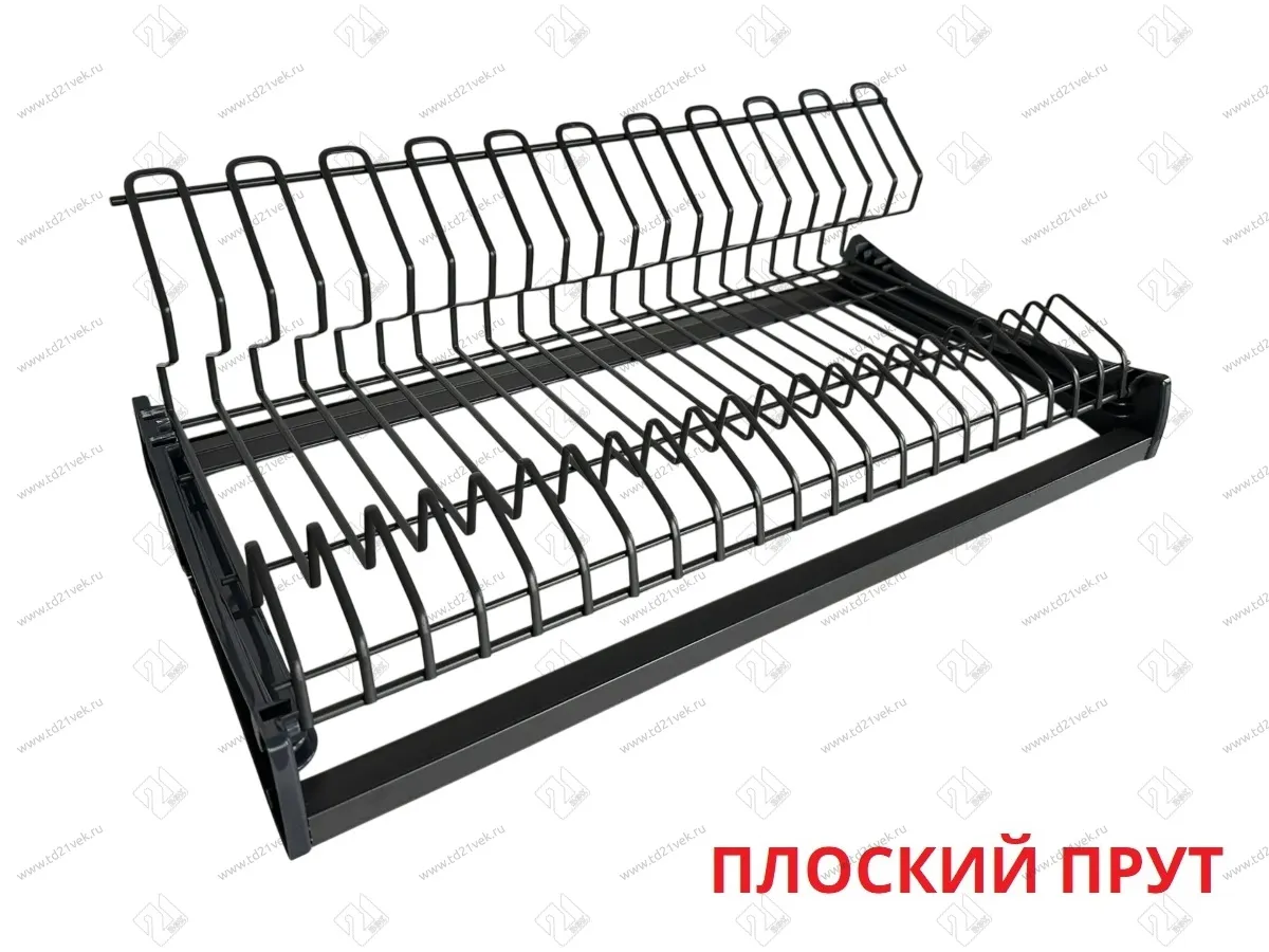 Сушка для посуды 700мм двухуровневая, 2 поддона, антрацит, плоский прут, для ДСП 16мм, 668х275х209 мм 3