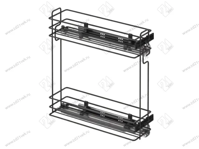 S-2442-08-A Бутылочница 200, Starax, 2-х ярусная, направляющие Blum Tandem, выдвижение 7/8, (151х475х495), правая, антрацит 2