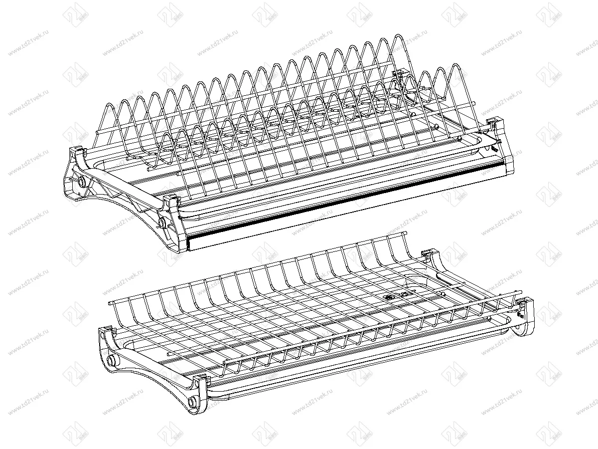 Сушилка для посуды 800мм двухуровневая, нерж, основа из алюминия, V3SS/800, 1 индивидуальная упаковка 3