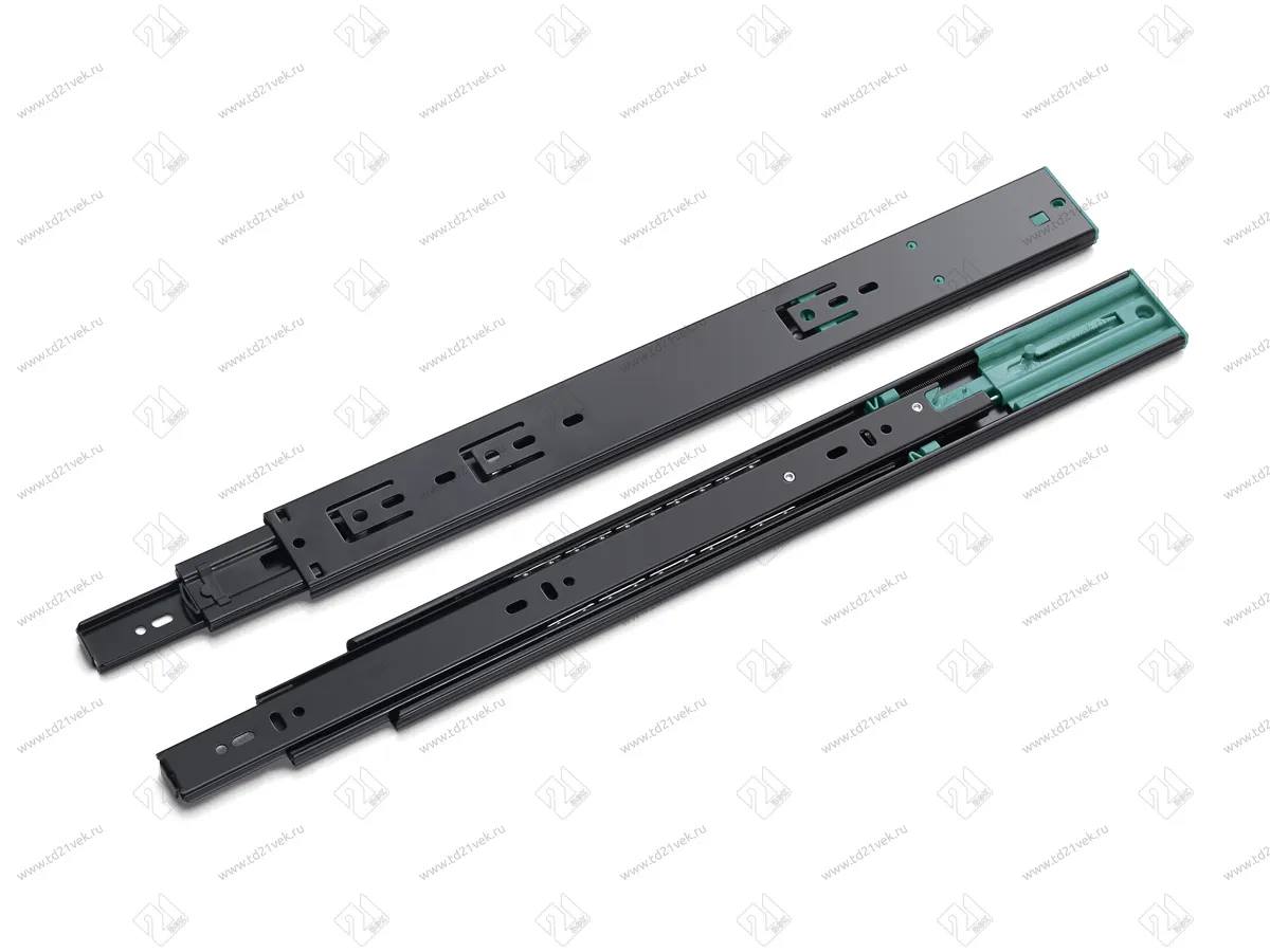 Направляющие шариковые 350мм, h45, с доводчиком, черный, нагрузка 35 кг 1