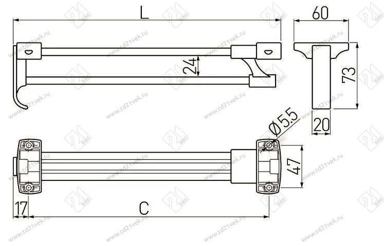 WW-WSD250-01B выдвижная вешалка l-250 prestige тип B <7> 3