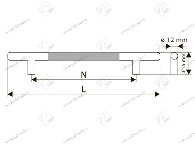 Ручка-рейлинг Оскар 14.103/192 d=12  (алюмин) (ST) <100> 2