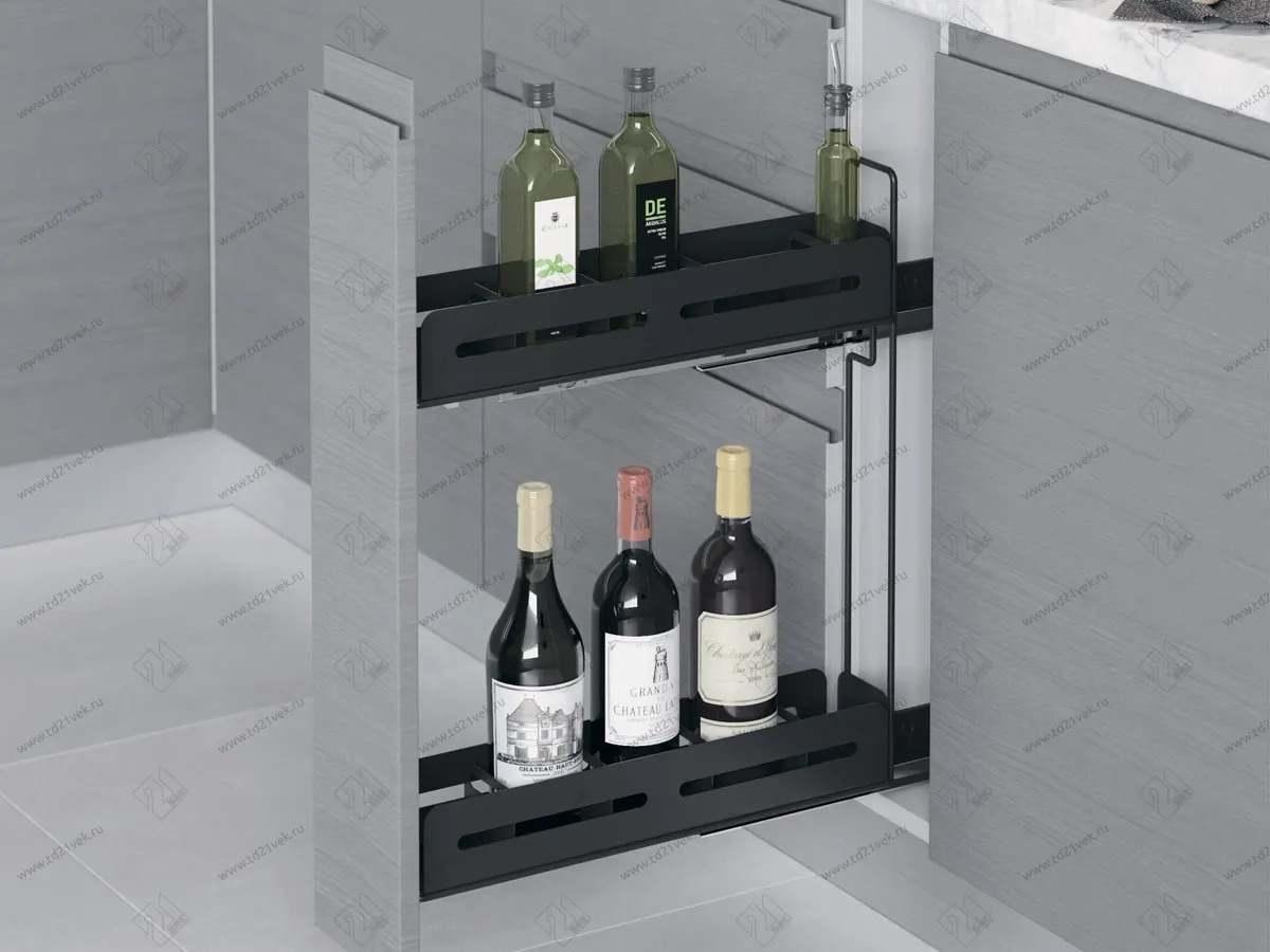 S-2662-UB-A Бутылочница Starax шир. 150 (108х475х556) выдвижение левое, антрацит <1> 1