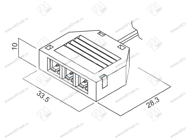 15.800.00.100 Провод соединительный с параллельным разветвителем мини  для блоков питания, 12В, max 3A, (3 LED кон-ра L815), с проводом 2x0.34мм, L=0,2м, 33,5x28,3x10мм 2