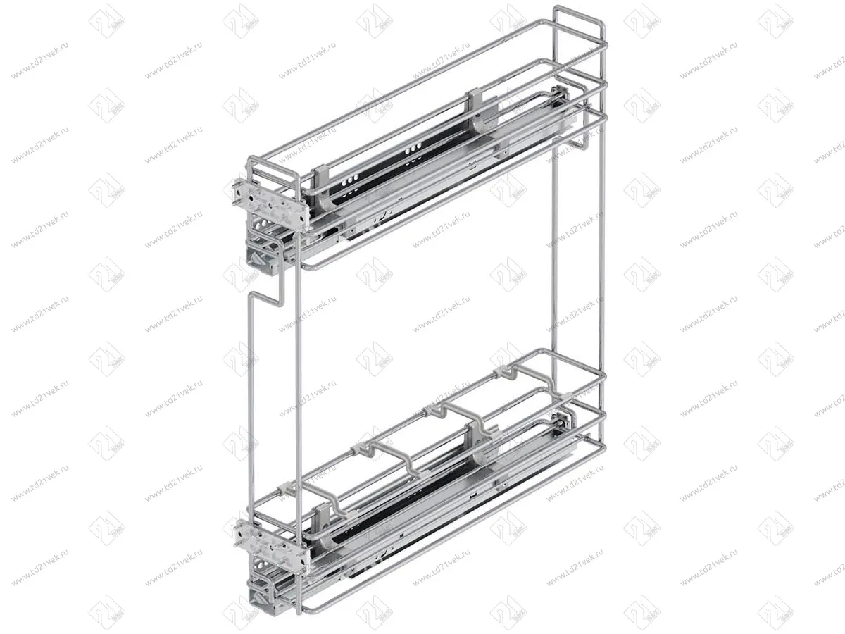 S-2414-08-C Бутылочница 150, Starax, 2-х ярусная, направляющие Blum Tandem, выдвижение 7/8, (106х475х495), левая, хром 2