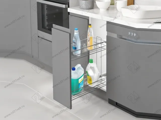 S-2443-08-C Бутылочница 250, Starax, 2-х ярусная, направляющие Blum Tandem, выдвижение 7/8, (203х475х495), левая, хром 1