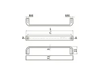 UZ-VETA-128-05 Ручка мебельная VETA C=128 мм - Collection Shape Art. мат.хром <25>
