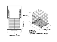 S-8054-A Корзина для белья в базу 450 мм, Starax, с нижним креплением, (390х470х550), антрацит