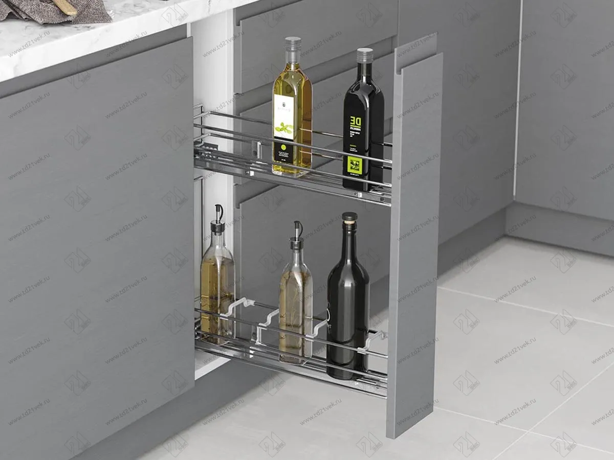 S-2421-C Бутылочница 150, Starax, 2-х ярусная, направляющие Blum Tandem, (106х475х495 мм), частичное выдвижение, правая 1