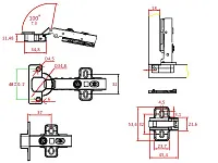 Петля с доводчиком накладная Clip-on, 0мм, H=2мм
