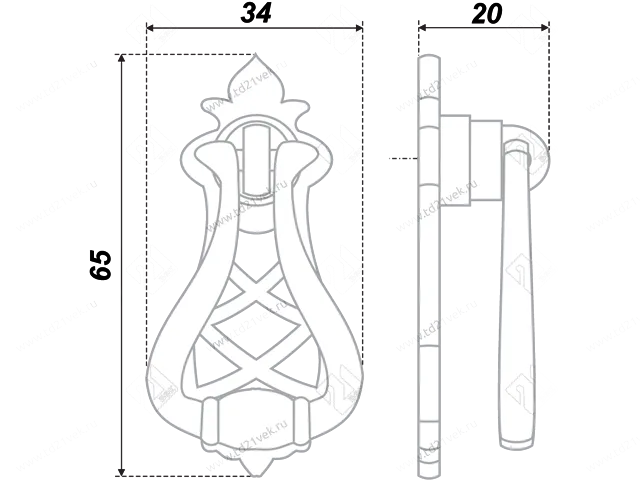 RC050AB.3 Ручка-кнопка, старинная латунь <50> 2