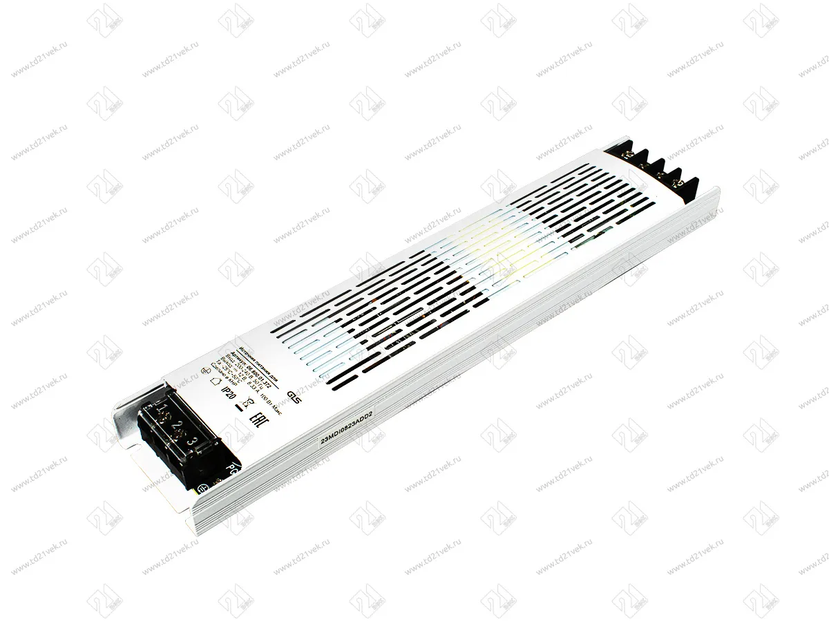 06.800.01.372 (367) Блок питания стаб. напр. для LED, плоский  220VAC/12VDC, (max 100Вт), IP20, с защитой от КЗ, алюминевый корпус белый, 273х53х22мм 1