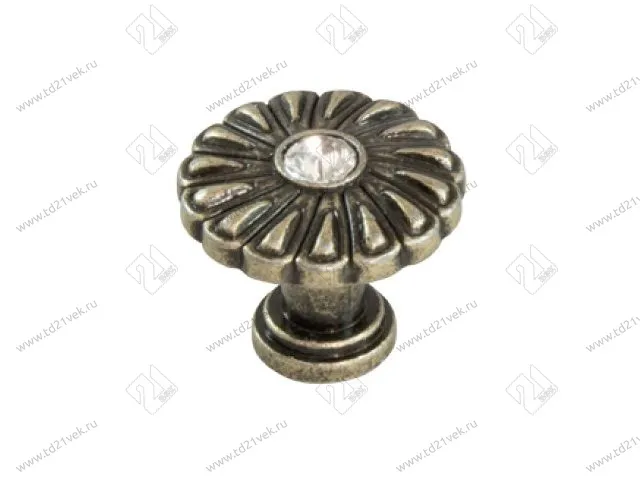 CRL31 BAZ Ручка-кнопка с кристаллами, чернёный старинный цинк <100/500> 1