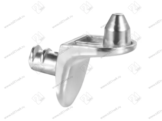 Полкодержатель Г-обр., с фиксацией, для деревянных полок, никель 1