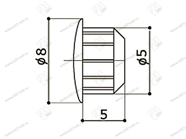 Заглушка для технологических отверстий, D5 мм, серая 2