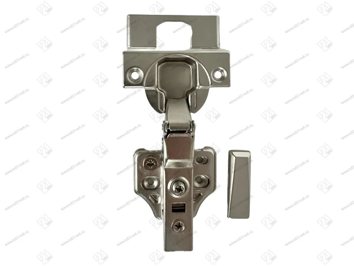 Петля полунакладная 8мм (16-25мм) 48мм, рег.6-7мм, планка Н=2, 3D, CLIP-ON, 2 накладки+4 самореза, с доводчиком, никель 2