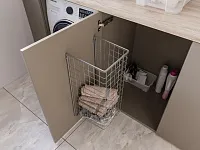 Корзина для белья в базу 400 мм, 340х525х230 мм, металлик, с креплением на дверцу, крепёж 4 шт. в комплекте