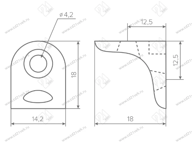 Полкодержатель для деревянных полок с двумя отверстиями под саморез, никель <1/500> 2