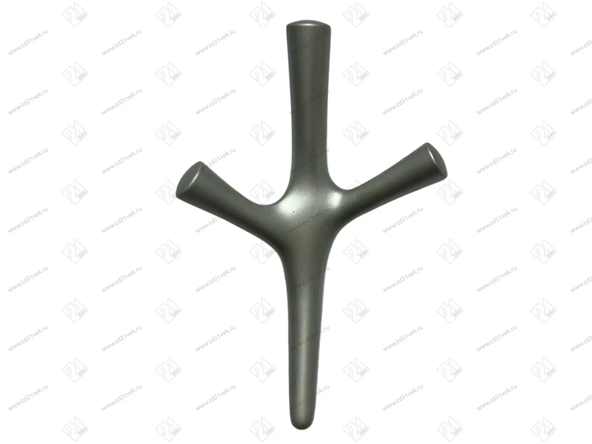 Крючок трехрожковый, хром матовый, VETKA, в комплекте: саморез 2 шт., дюбель 2 шт., крепёжная планка 1