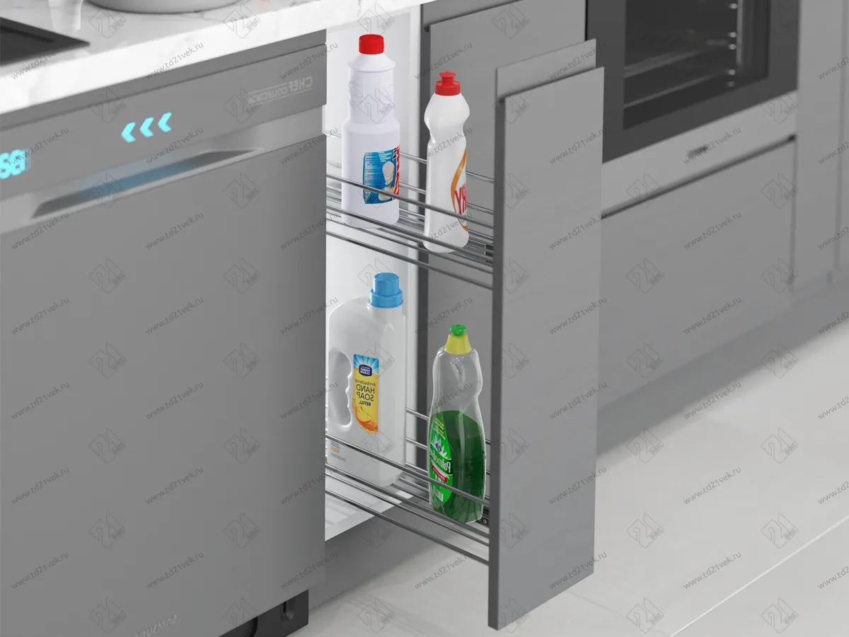 S-2423-C Бутылочница 200, Starax, 2-х ярусная, направляющие Blum Tandem, (151х475х495 мм) , частичное выдвижение, правая 1