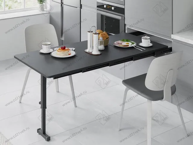 S-2145-A Механизм Starax для встраиваемой столешницы в три сложения с ножкой, шир.600 (564х510х125 мм), антрацит 1