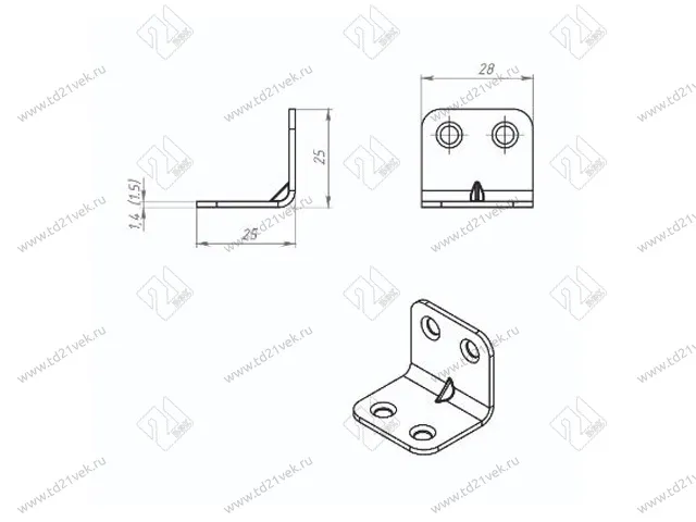 Уголок 25х28 (25х25х28), цинк 2