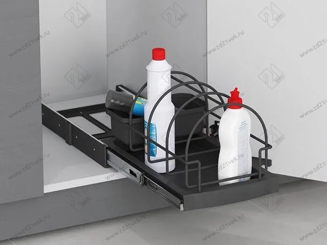 S-2393-A Корзина для бытовой химии в базу 350/400, Starax, (260*440*245 мм), антрацит 1