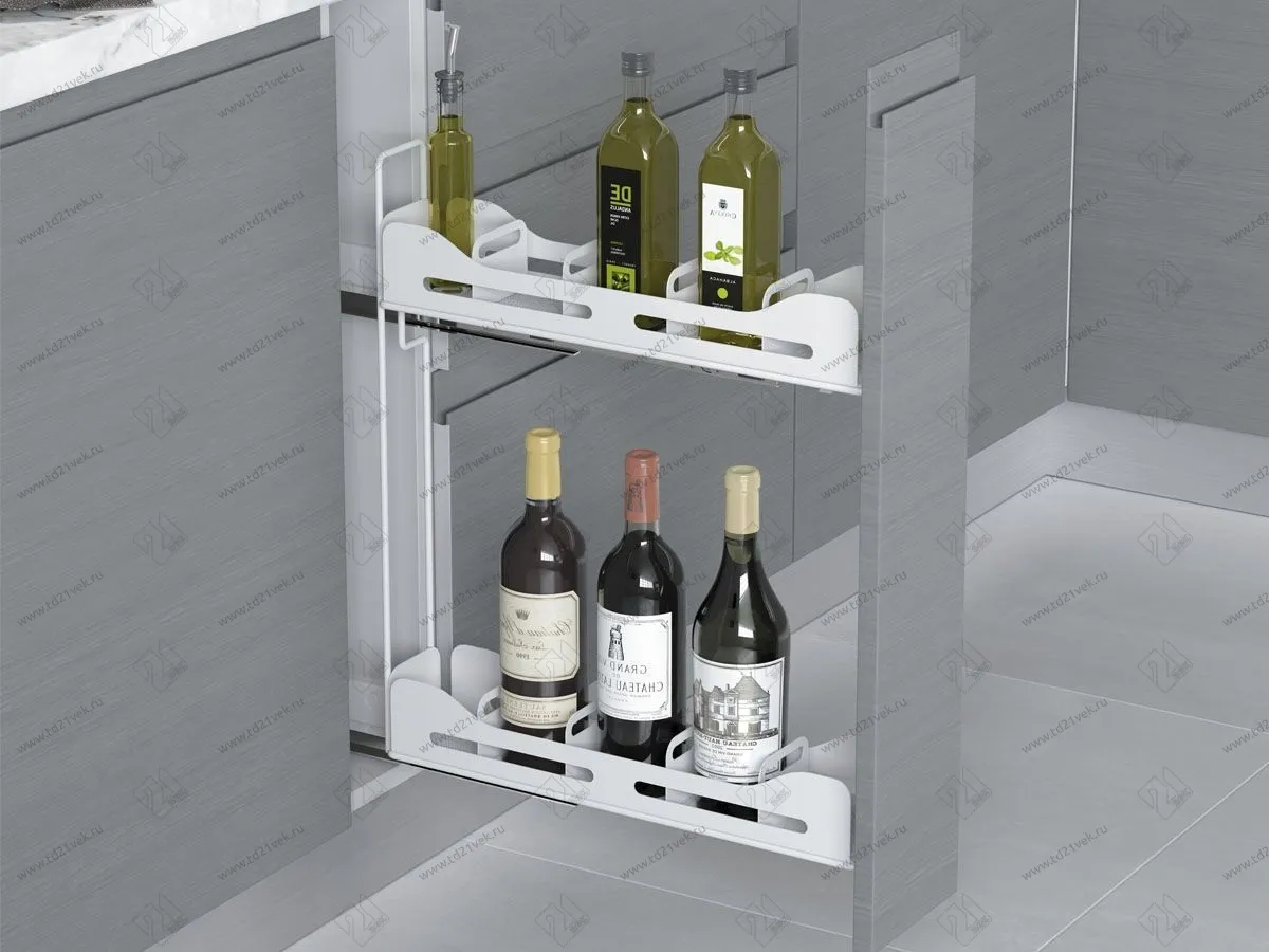 S-2661-U-W Бутылочница 150, Starax, направляющие Blum Tandem, (108х475х556 мм), выдвижение правое, белая 1