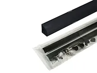 17.800.00.396 / 19.143.39.334 Профиль алюминиевый КСС 1616W накладной 2 м (ЧЕРНЫЙ), 4 кл + 4 загл с отверстием чёрные