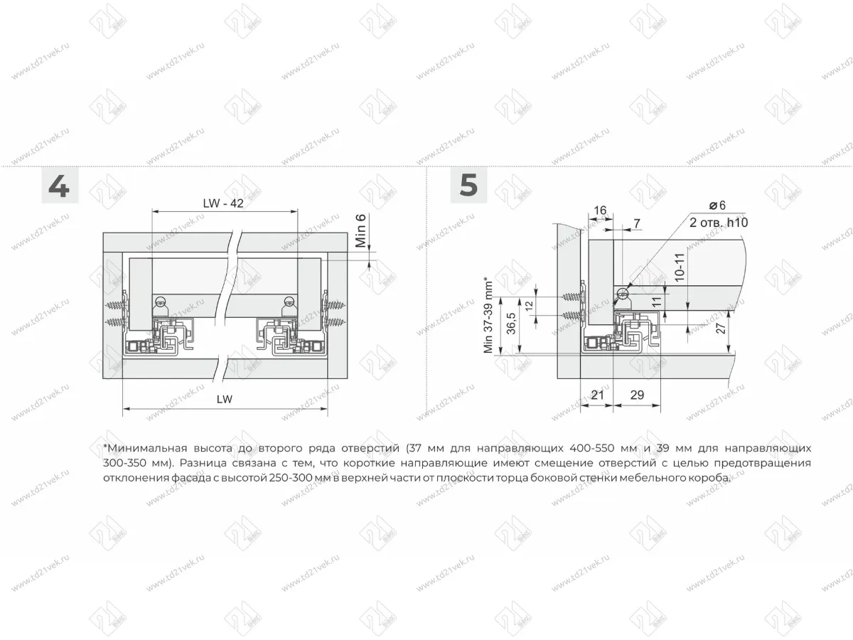 DB8781Zn/250 Направляющие, 250 мм скрытого монтажа 2D B-slide c доводчиком <10> 5