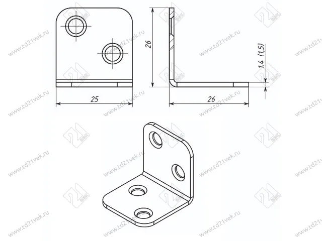 Уголок 26х26 (26х26х25) у, цинк (50/100) <600/800> 2