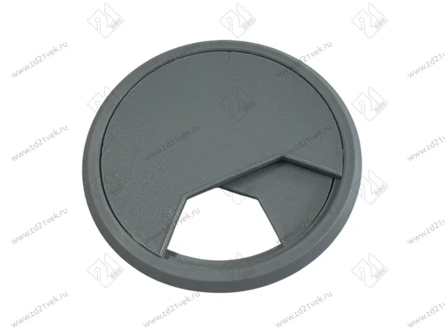 Заглушка кабель-канала, пластиковая, круглая, d=60 мм, серая 1