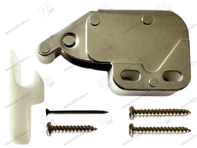 Защелка-толкатель, 28х33х10 мм, никель 1