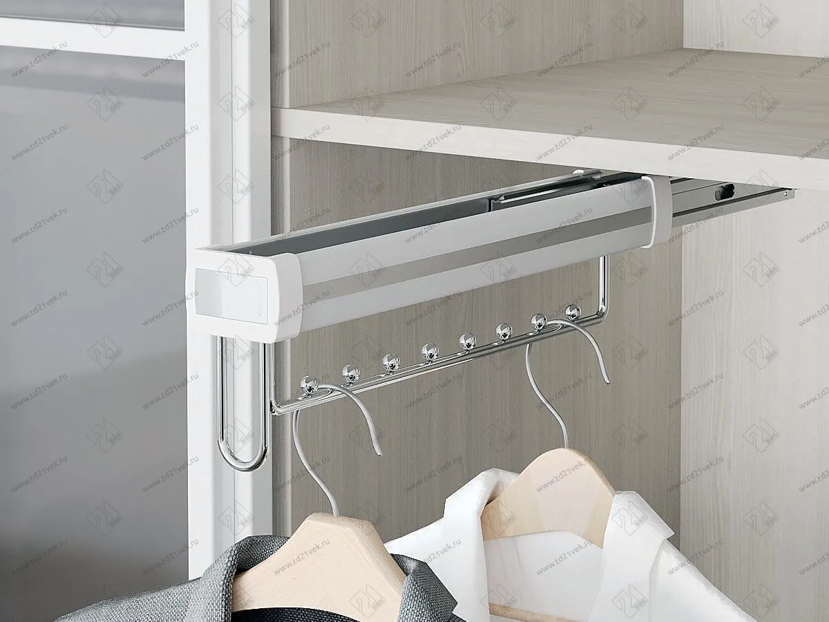 S-6724-W Вешалка для одежды, Starax, (80х460х150 мм), с доводчиком, белый 1